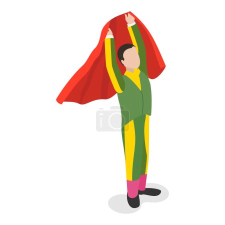 Illustration for 3D Isometric Flat Vector Set of Corrida Elements, Public Traditional Performance in Spain. Item 1 - Royalty Free Image