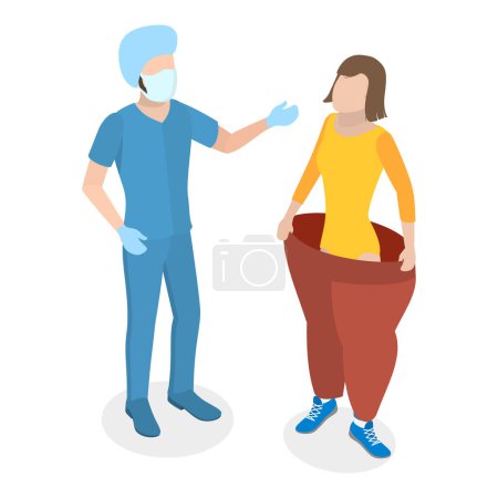 Illustration for 3D Isometric Flat Vector Illustration of Bariatric Surgery, Vertical Sleeve Gastrectomy. Item 2 - Royalty Free Image