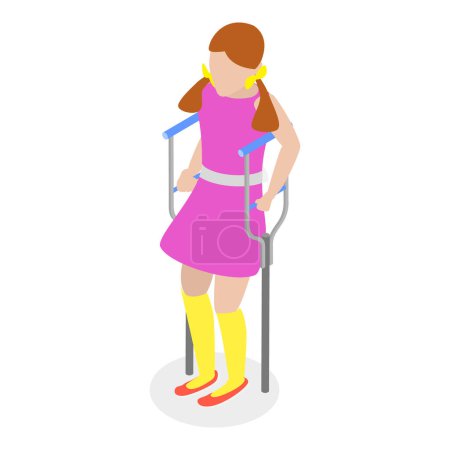 Illustration for 3D Isometric Flat Vector Illustration of Children With Cerebral Palsy, Support for Kids with Health Problems. Item 1 - Royalty Free Image