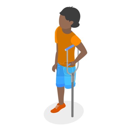 Illustration for 3D Isometric Flat Vector Illustration of Children With Cerebral Palsy, Support for Kids with Health Problems. Item 2 - Royalty Free Image