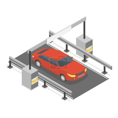 3D Isometric Flat Vector Illustration of Electronic Tolls, Station Gate. Item 1