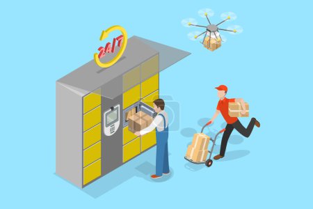 Illustration for 3D Isometric Flat Vector Illustration of Postal Terminal, Self Service in Post Office - Royalty Free Image