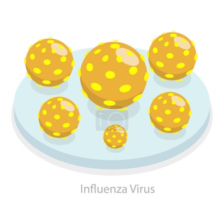 3D Isometric Flat Vector Illustration of Upper Respiratory Tract Infection, Types of Viruses. Item 1