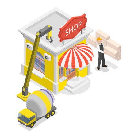 Illustration for 3D Isometric Flat Vector Illustration of Retail Business, Sale Goods and Services to Consumers. Item 3 - Royalty Free Image