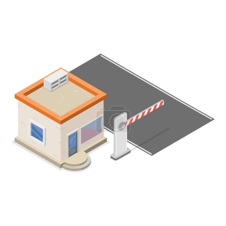 Illustration for 3D Isometric Flat Vector Illustration of Electronic Tolls, Station Gate. Item 6 - Royalty Free Image