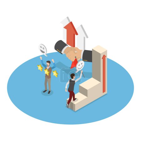 Illustration for 3D Isometric Flat Vector Illustration of Charisma Benefits, Achieving Goals and Growth. Item 4 - Royalty Free Image