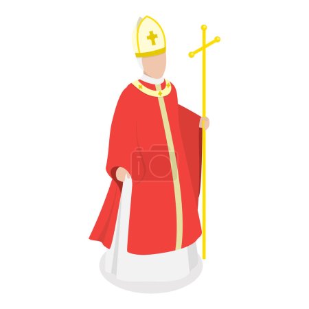 3D Isometric Flat Vector Set of Religious Leaders, Character Dressed in Classical Robes. Item 1