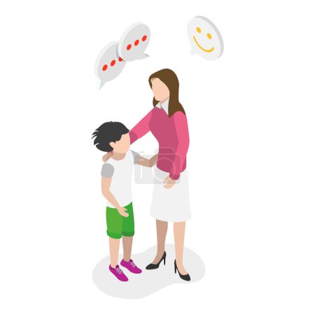 3D Isometric Flat Vector Illustration of Parenting Styles, Parental Involvement in Child Wellbeing. Item 4