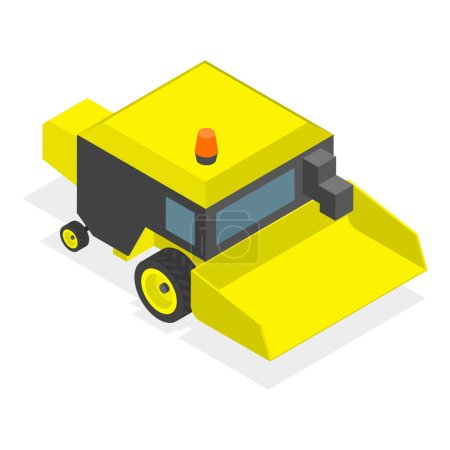 Illustration for 3D Isometric Flat Vector Set of Different Snowplows, Snow Removal Vehicles. Item 3 - Royalty Free Image