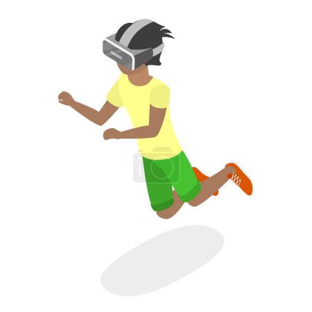 Illustration for 3D Isometric Flat Vector Illustration of Kids In Virtual Reality , Happy Teenagers Gamers with VR Glasses. Item 2 - Royalty Free Image