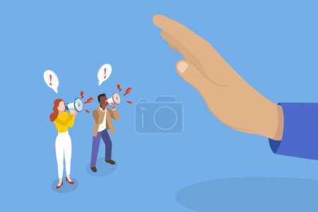 Illustration for 3D Isometric Flat Vector Illustration of Freedom Of Speech, Democratic Thoughts Expression Rights - Royalty Free Image