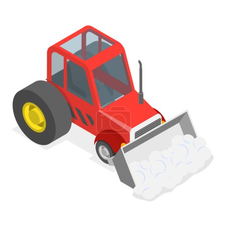 3D Isometric Flat Vector Set of Different Snowplows, Snow Removal Vehicles. Item 2