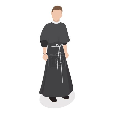 Ensemble vectoriel plat 3D isométrique de chefs religieux, personnage vêtu de robes classiques. Point 3
