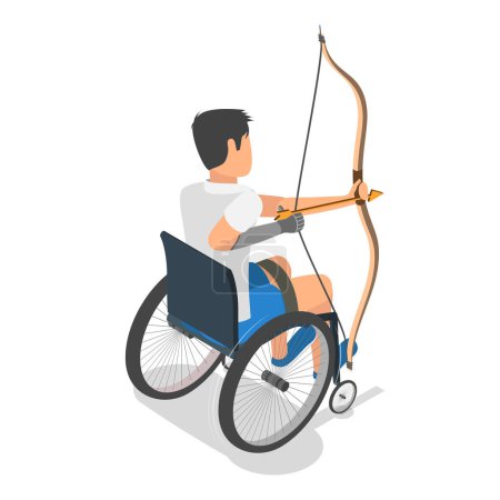 Ensemble vectoriel plat 3D isométrique de sportifs handicapés, athlètes ayant un handicap physique. Point 2