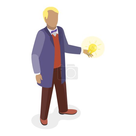 Illustration for 3D Isometric Flat Vector Set of Great Scientists, Famous Person in Science. Item 3 - Royalty Free Image