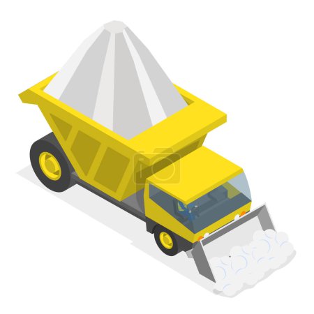 3D Isometric Flat Vector Set of Different Snowplows, Snow Removal Vehicles. Item 1