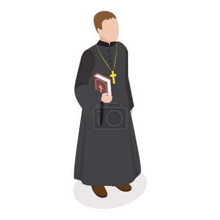 3D Isometric Flat Vector Set of Religious Leaders, Character Dressed in Classical Robes. Item 5
