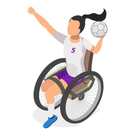 Ensemble vectoriel plat 3D isométrique de sportifs handicapés, athlètes ayant un handicap physique. Point 4