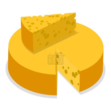 Conjunto de vectores planos isométricos 3D de conjunto de queso, alimentos frescos orgánicos. Punto 4.