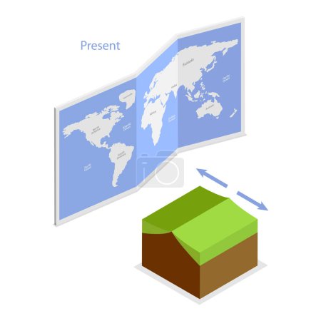 3D Isometric Flat Vector Illustration of Continental Drift Chronological Movement, Changes of Earth Map. Item 1