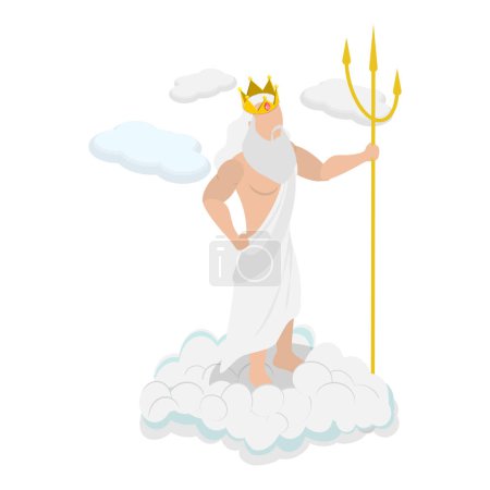 Illustration for 3D Isometric Flat Vector Illustration of Ancient Mythology Heroes, Zeus, Poseidon and Hades. Item 2 - Royalty Free Image