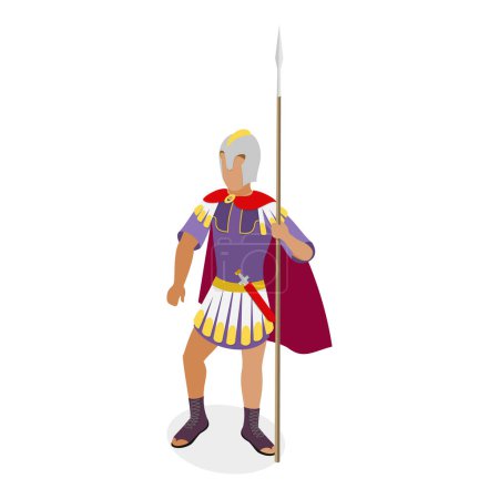 Illustration for 3D Isometric Flat Vector Set of Historical People, Napoleon Bonaparte, Jeanne dArc, Genghis Khan, Alexander the Great. Item 2 - Royalty Free Image
