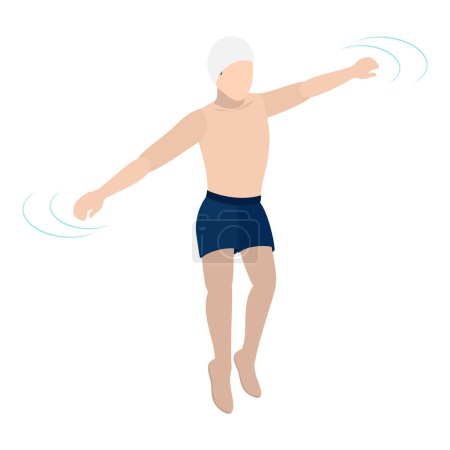 Téléchargez les illustrations : 3D Isometric Flat Vector Ensemble de nageurs en piscine, activités nautiques. Point 1 - en licence libre de droit