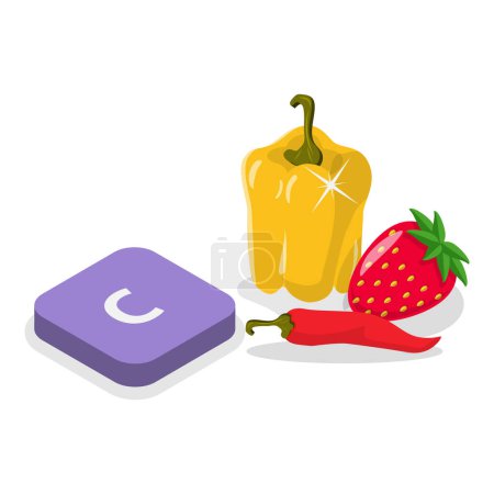 Illustration for 3D Isometric Flat Vector Illustration of Vitamins And Minerals, Healthy Food Supplements. Item 1 - Royalty Free Image