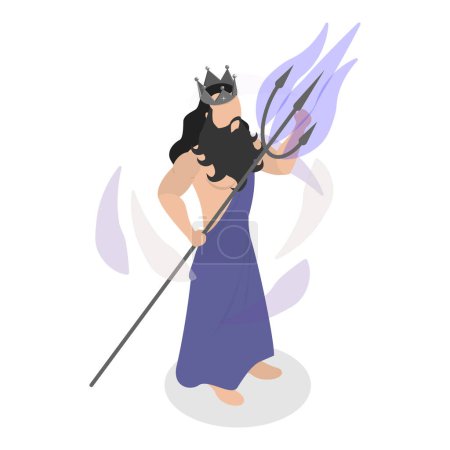 Téléchargez les illustrations : 3D Isometric Flat Vector Illustration of Ancient Mythology Heroes, Zeus, Poseidon and Hadès. Point 3 - en licence libre de droit