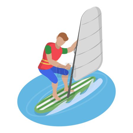 3D Isometric Flat Vector Illustration of Extreme Water Sports, Summer Beach Activities. Item 2