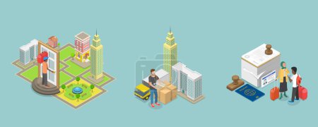 3D Isometric Flat Vector Illustration of Residence Permit, Legal Document for Foreigners and Immigrants