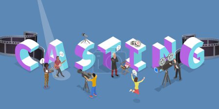 3D Isometric Flat Vector Illustration of Film Casting, Video Production