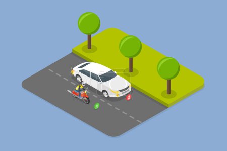 Ilustración de Ilustración plana isométrica 3D de la regla que cambia del carril, extremidades seguras de la conducción - Imagen libre de derechos
