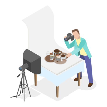3D Isometric Flat Vector Illustration of Photo Studio, Photographing Models During Photo Session. Item 3