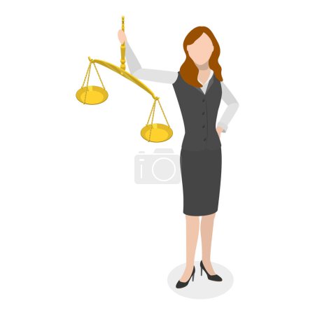 Téléchargez les illustrations : 3D Isometric Flat Illustration of Law and Justice, Judge and Lawyer Characters. Point 2 - en licence libre de droit