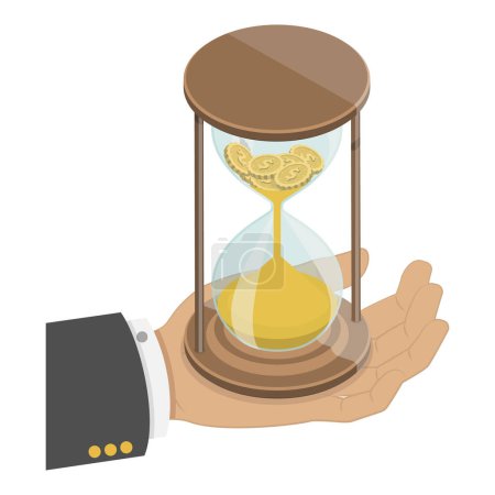 3D Isometric Flat Illustration of Time Is Money, Finanical Management and Planning. Item 3