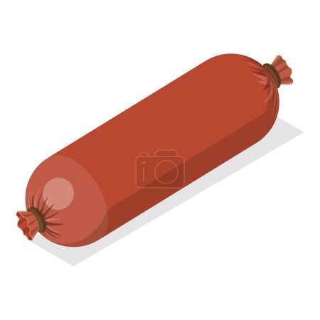 3D Isometric Flat Vector Set of Sausages and Meat Products, Butcher Store Production. Item 5