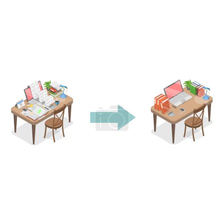 3D Isometric Flat Vector Illustration of Decluttering, Cleaning Unused Items. Item 3