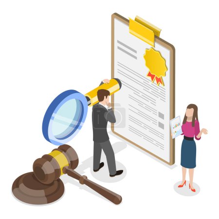3D Isometric Flat Illustration of Law And Justice, Legal Advice and Attorney Service. Point 2