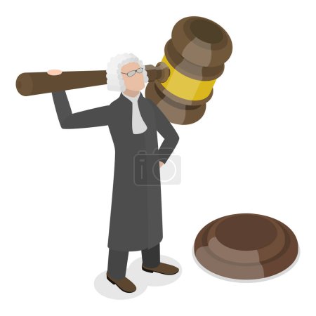 Téléchargez les illustrations : 3D Isometric Flat Illustration of Law and Justice, Judge and Lawyer Characters. Item 1 - en licence libre de droit