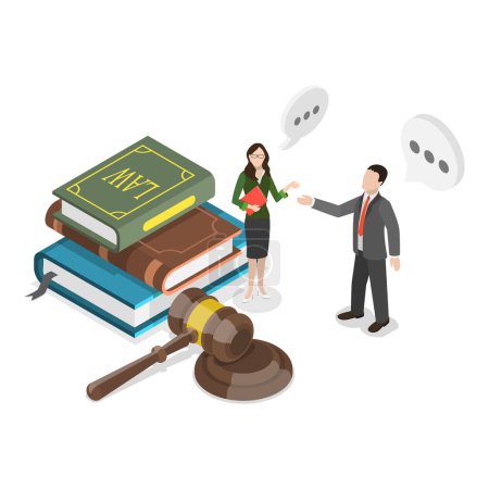 3D Isometric Flat Illustration of Law And Justice, Legal Advice and Attorney Service. Point 1