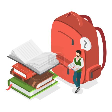 3D Isometric Flat Illustration of Back To School, Education as Process of Gaining Knowledge. Item 1