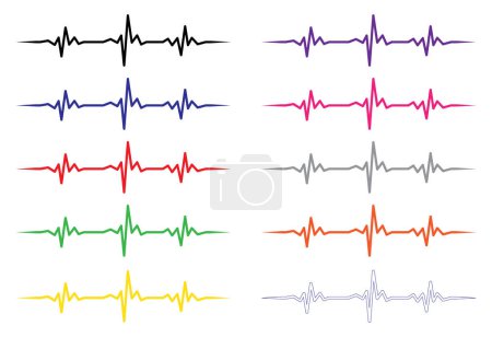Téléchargez les photos : Jeu de signaux électrocardiographiques colorés - en image libre de droit