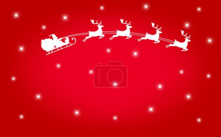 Téléchargez les photos : Silhouette du Père Noël volant avec le traîneau et son renne sur fond de Noël - en image libre de droit