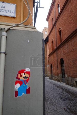 Photo for Bologna, Italy - 16 Nov 2022: Super Mario street art graffiti - Royalty Free Image