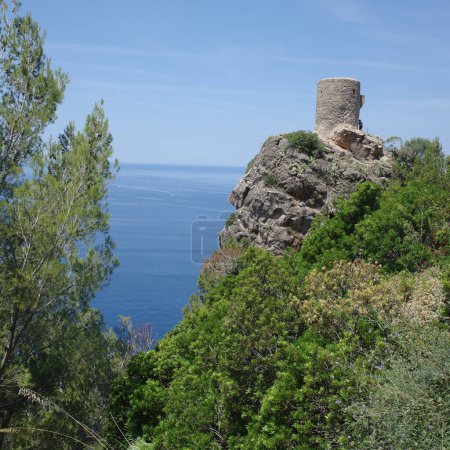 Photo for Mallorca, Spain - 18 June, 2023: Views over the Mediterranean coast from the Mirador Torre del Verger, Banyalfabur, Mallorca - Royalty Free Image