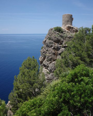 Photo for Mallorca, Spain - 18 June, 2023: Views over the Mediterranean coast from the Mirador Torre del Verger, Banyalfabur, Mallorca - Royalty Free Image