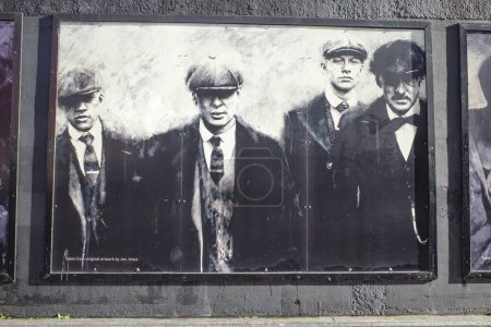 Photo for Birmingham, UK - Nov 5, 2023: 'Made In Birmingham' mural outside New Street Station featuring characters from the Peaky Blinders television series - Royalty Free Image