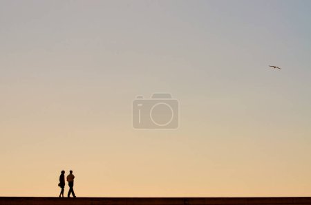 Téléchargez les photos : Sérénade du crépuscule : Une promenade romantique dans le coucher du soleil - en image libre de droit