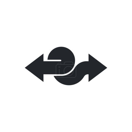 Ilustración de Imagen vectorial plana sobre un fondo blanco, icono de flechas multidireccionales entrelazadas, dirección confusa - Imagen libre de derechos